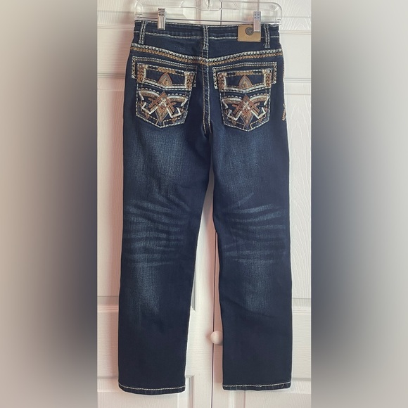 Western Blue Girl’s Classic Original Fit Embroidered Straight Blue Jeans Size 16 - Picture 1 of 12